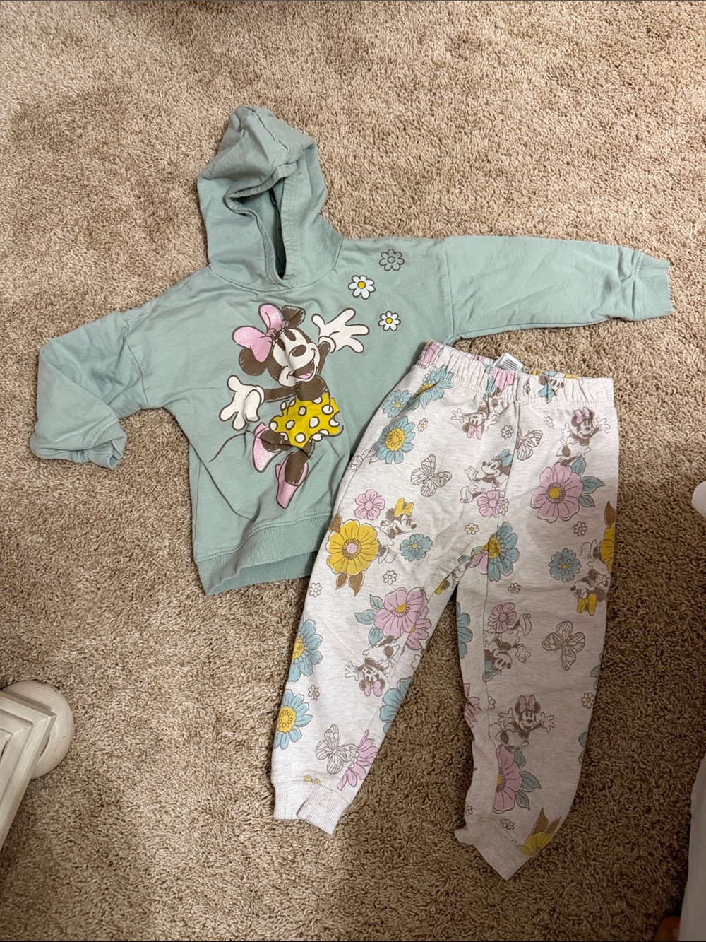 Disney Mint Green Minnie Mouse Hoodie with Floral Jogger Pajama Set